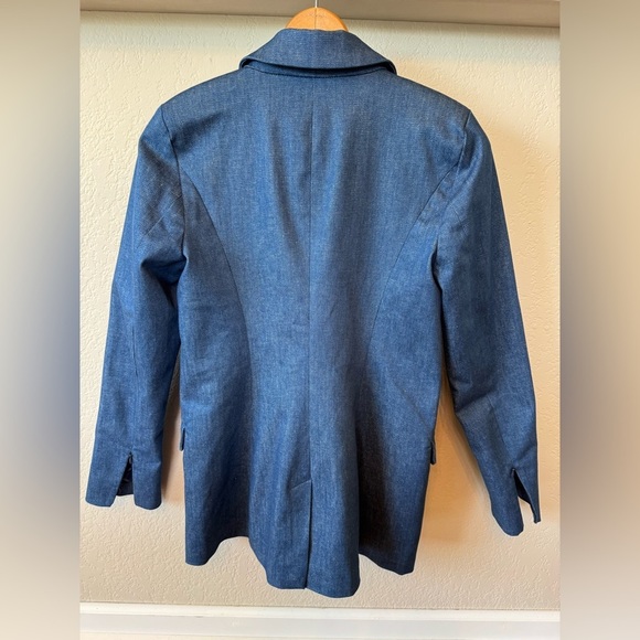Good American Notch Lapel Chambray Blazer Denim Lined Women’s Sz 1 - Picture 6 of 12